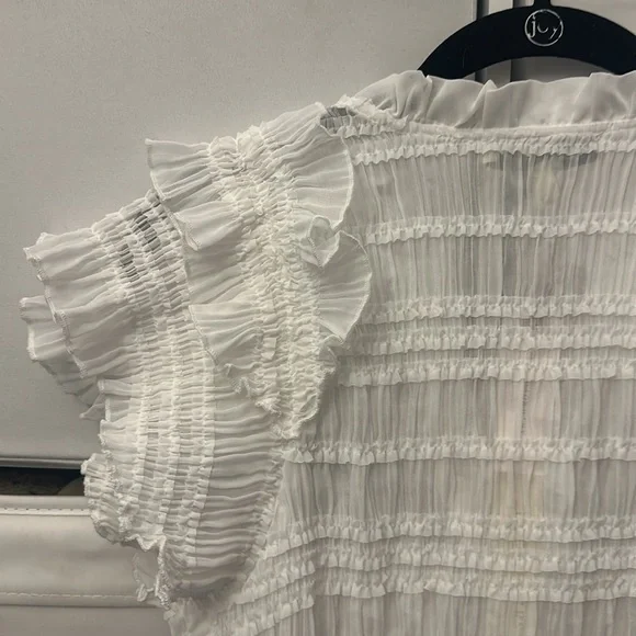 NWT gorgeous Anthropologie sarah hann white ruched blouse M - Picture 13 of 15